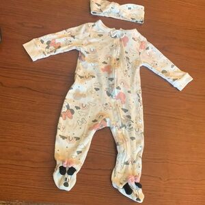 Disney footsie with matching headband